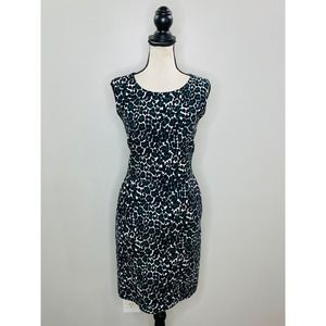 J Crew Animal Print Cotton Sheath Dress Women 12 Classic Chic Career Casual Luxe